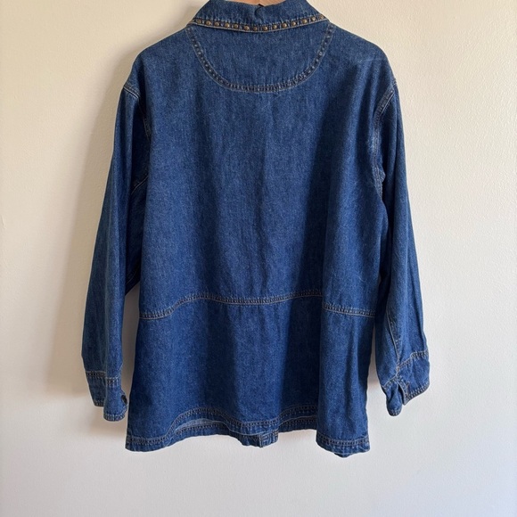 Bill Blass Sport Vintage Studded Blue Denim Chore Jacket 2X Cotton - Picture 3 of 3